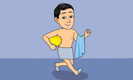 Vignetta di uomi in abbigliamento da sauna