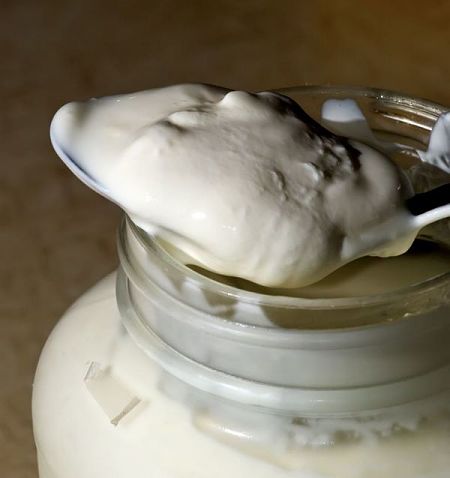 Yogurt naturale fermentato in barattolo di vetro