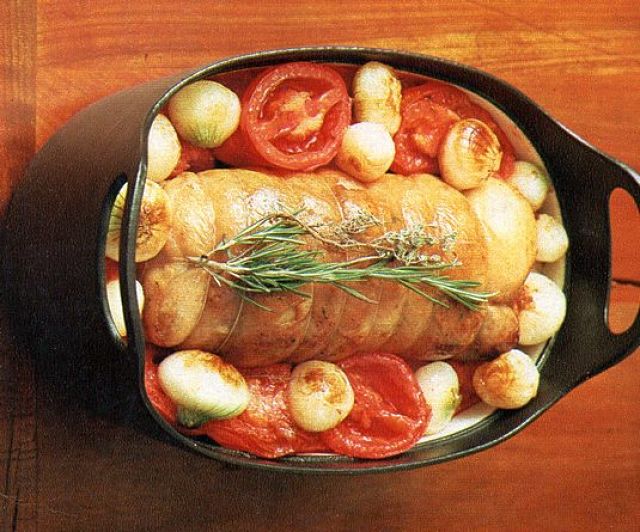 Rotolo di tacchino brasato cotto senza vino