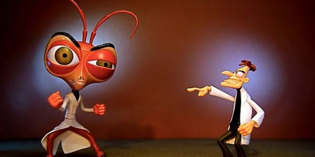 Vignetta di dottore contro grosso scarafaggio