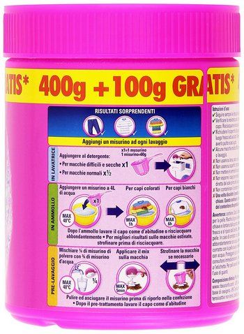 Targhetta con istruzioni per l'uso del Vanish rosa