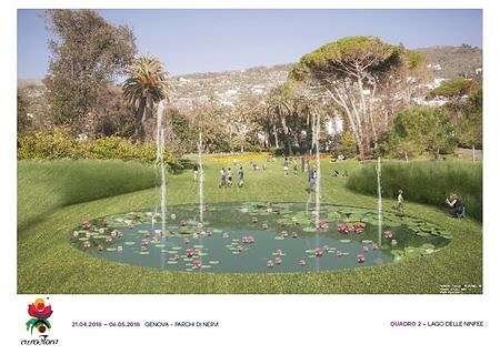 Lago delle ninfee allestito per Euroflora 2018