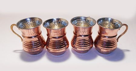 4 tipici boccali di rame per Ayran