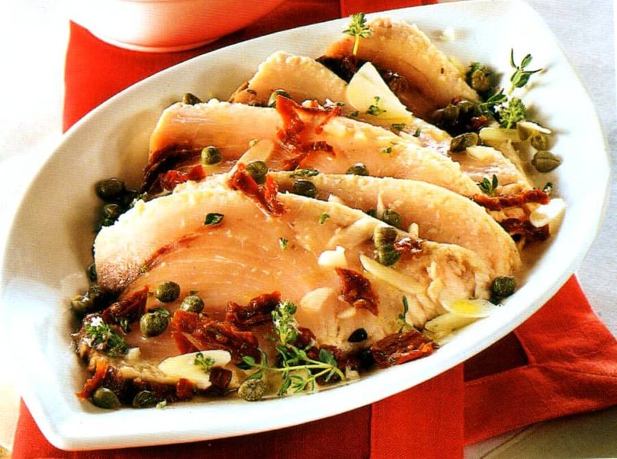 Aspetto della tagliata di pesce spada ai sapori dell'orto dietetica