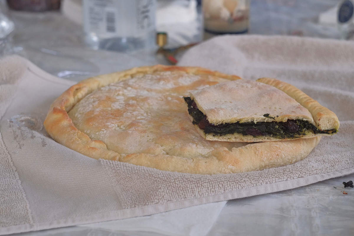 Aspetto della torta salata di ortiche e formaggi alla genovese