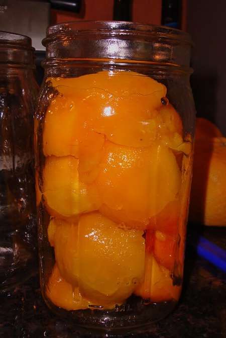 Come invasare le pesche tagliate a pezzi