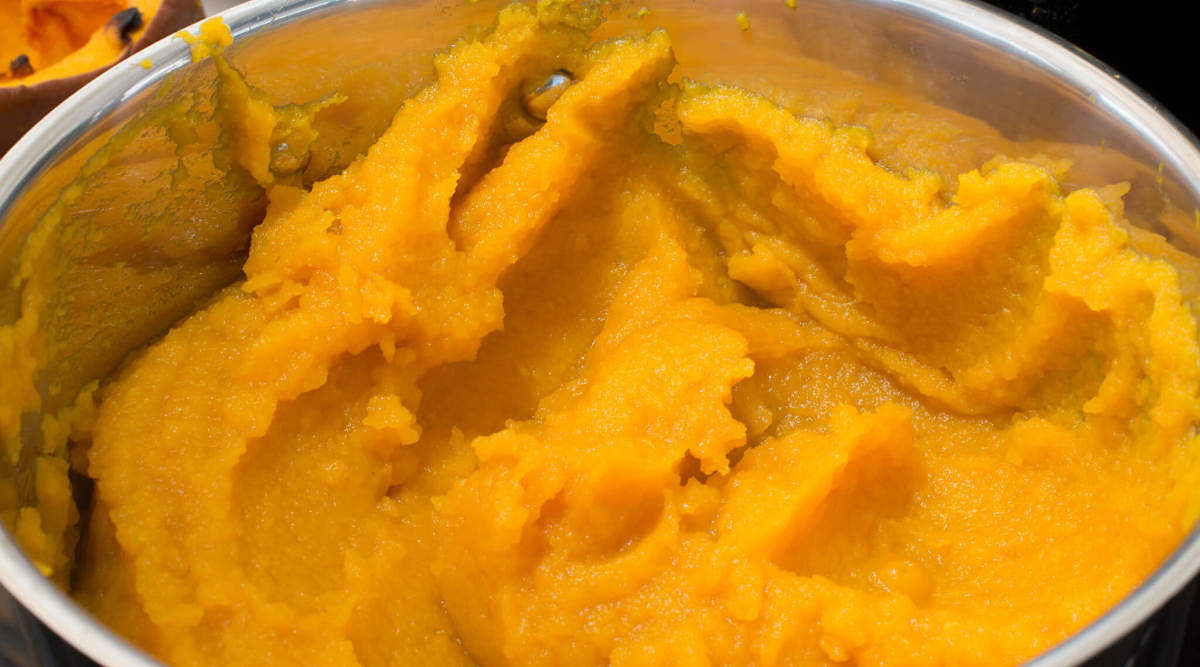 Come deve essere consistente e liscia la purea di zucca Purea di zucca densa e omogenea