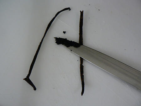Come estrarre il contenuto di una bacca di vaniglia col coltello