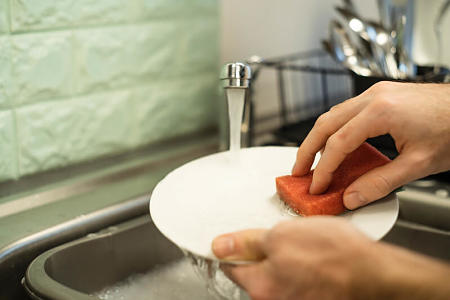 Come lavare un piatto con la spugna