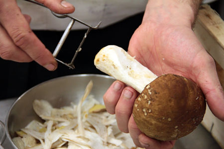 Come pulire il gambo di un porcino con lo spelucchino