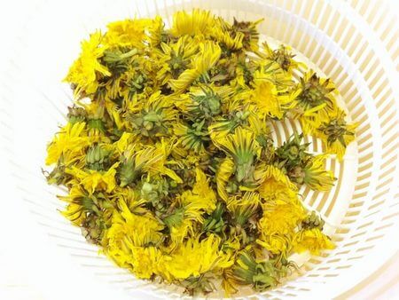 Fiori di tarassaco in scolainsalata