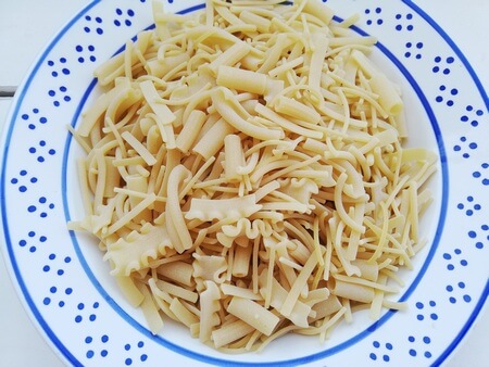 Aspetto della pasta mista cruda