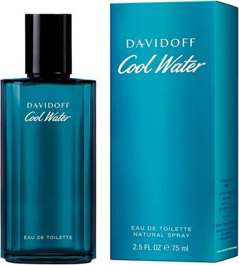 Aspetto del flacone e della scatola del profumo Davidoff Cool Water