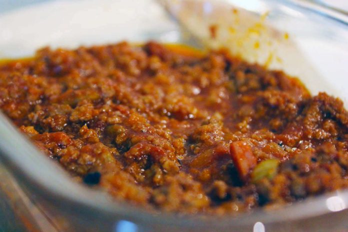 Aspetto del ragù di carne veloce appena fatto