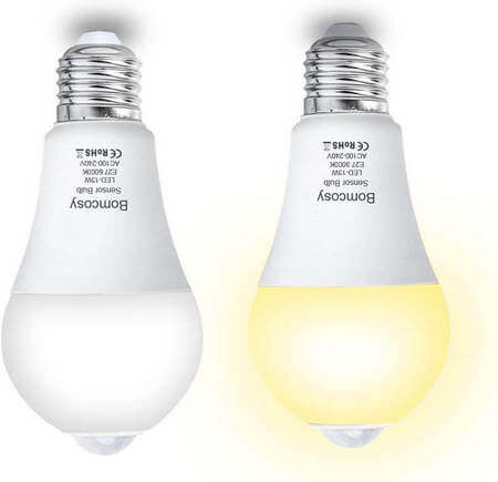 Paio di lampadine con sensore di movimento della ditta Bomcosy