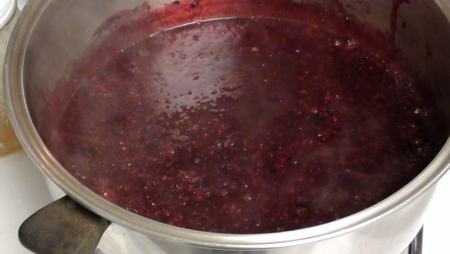 Marmellata di more fatta cuocere a fuoco basso in casseruola di acciaio