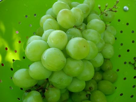 Grappolo di una bianca lavato sgocciola nello scolapasta